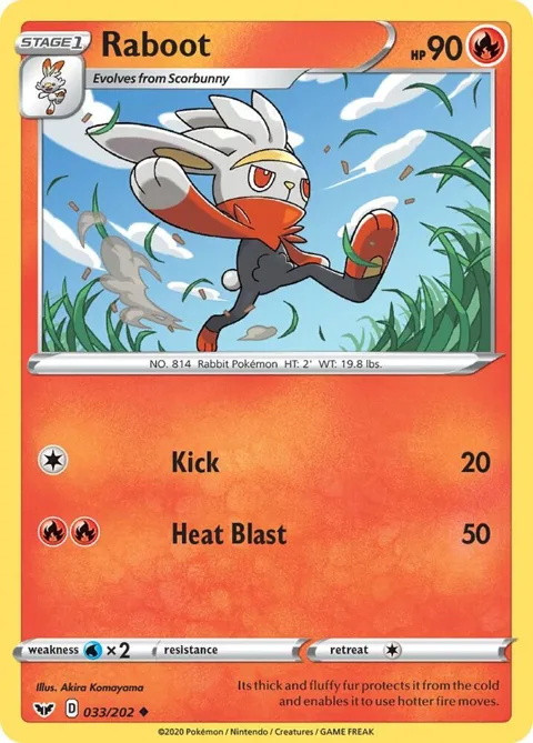 Raboot 033 #033/202 Reverse Holofoil Pokémon card from Sword & Shield Base Set