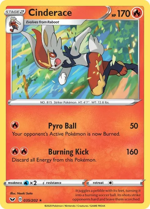 Cinderace 035 #035/202 Reverse Holofoil Pokémon card from Sword & Shield Base Set
