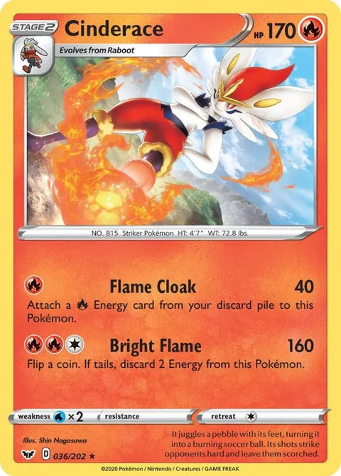 Cinderace 036 #036/202 Pokémon card from Sword & Shield Base Set