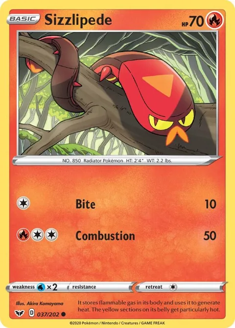 Sizzlipede 037 #037/202 Pokémon card from Sword & Shield Base Set
