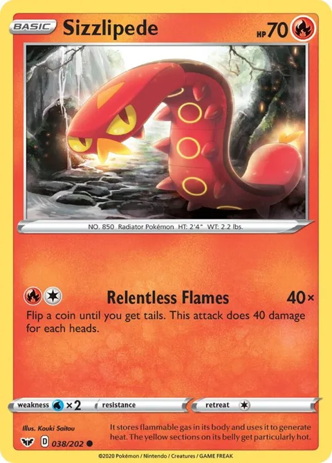 Sizzlipede 038 #038/202 Pokémon card from Sword & Shield Base Set