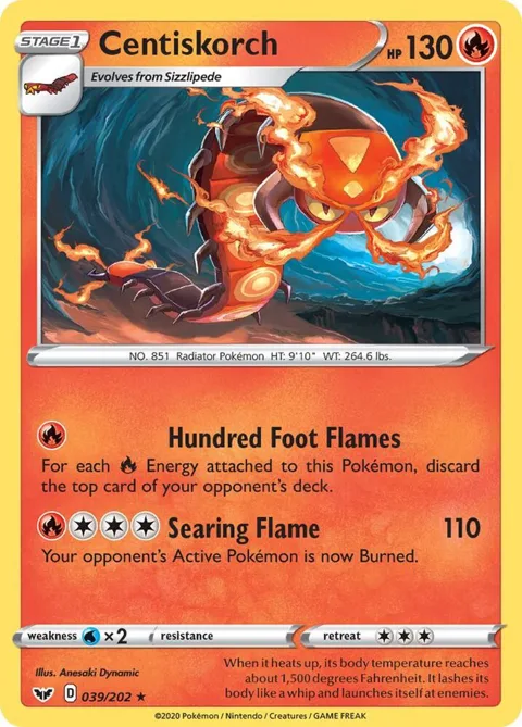 Centiskorch #039/202 Pokémon card from Sword & Shield Base Set