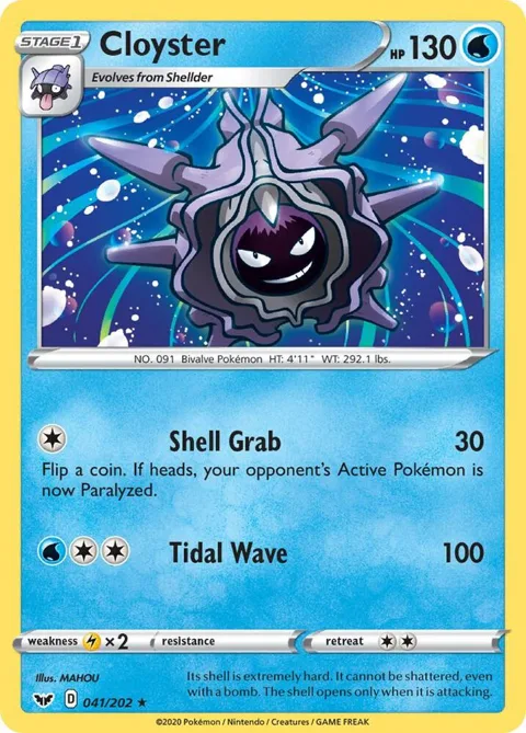 Cloyster #041/202 Reverse Holofoil Pokémon card from Sword & Shield Base Set