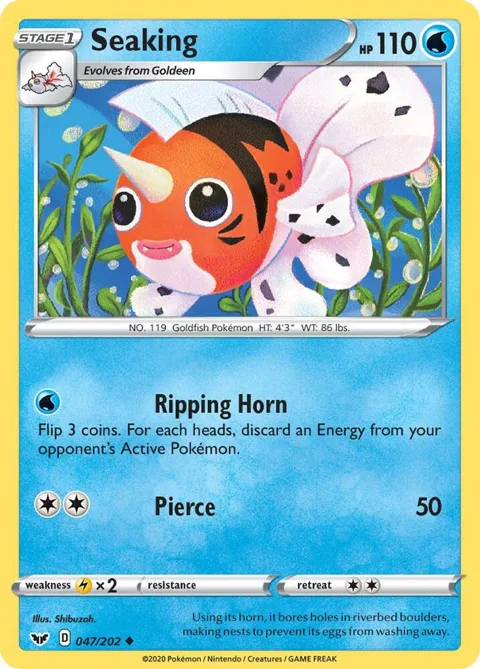 Seaking #047/202 Pokémon card from Sword & Shield Base Set