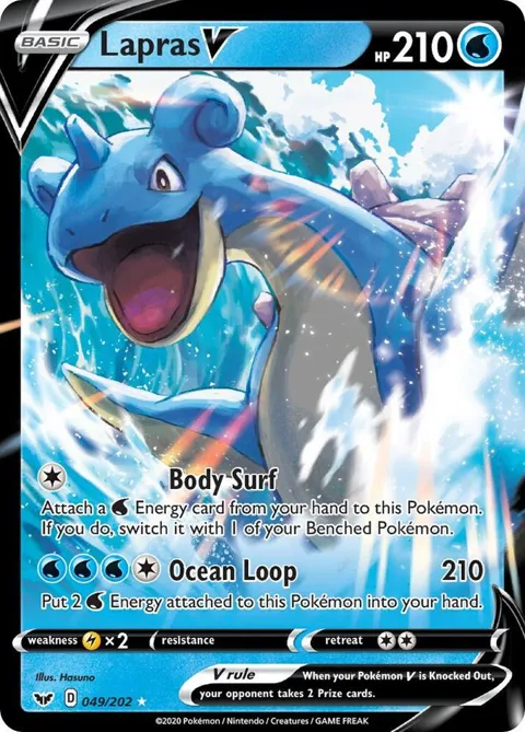 Lapras V #049/202 Holofoil Pokémon card from Sword & Shield Base Set