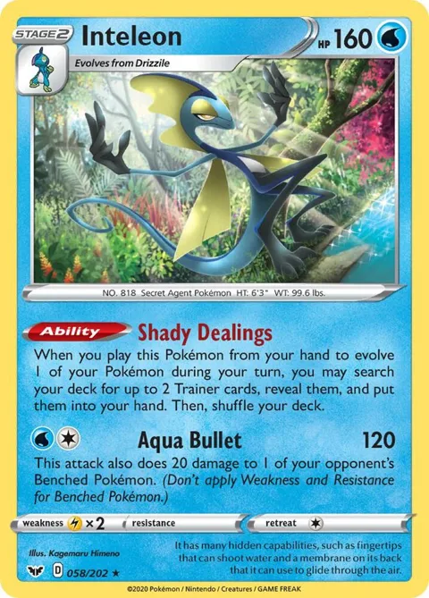 Inteleon 058 #058/202 Reverse Holofoil Pokémon card from Sword & Shield Base Set