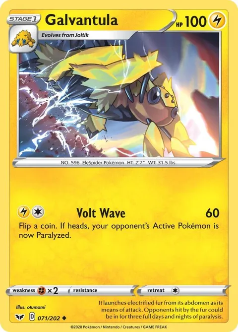Galvantula #071/202 Pokémon card from Sword & Shield Base Set