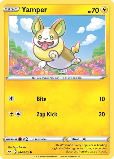 Yamper 074 #074/202 Pokémon card from Sword & Shield Base Set