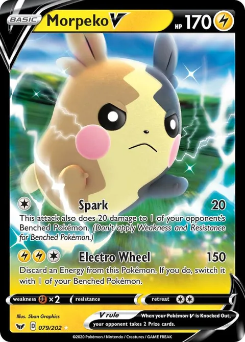 Morpeko V #079/202 Holofoil Pokémon card from Sword & Shield Base Set