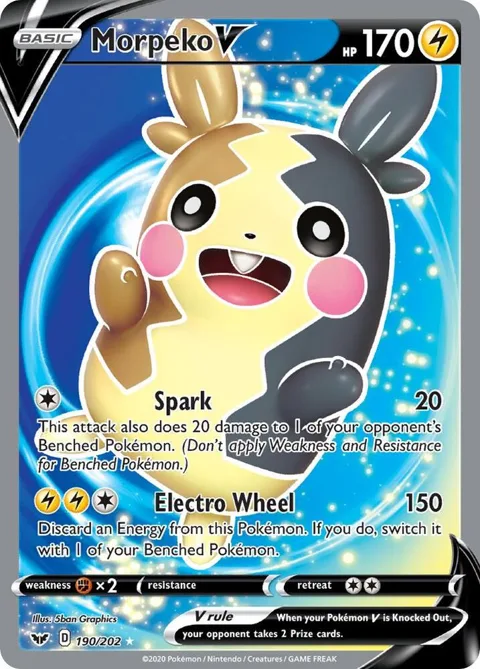 Morpeko V Full Art #190/202 Holofoil Pokémon card from Sword & Shield Base Set