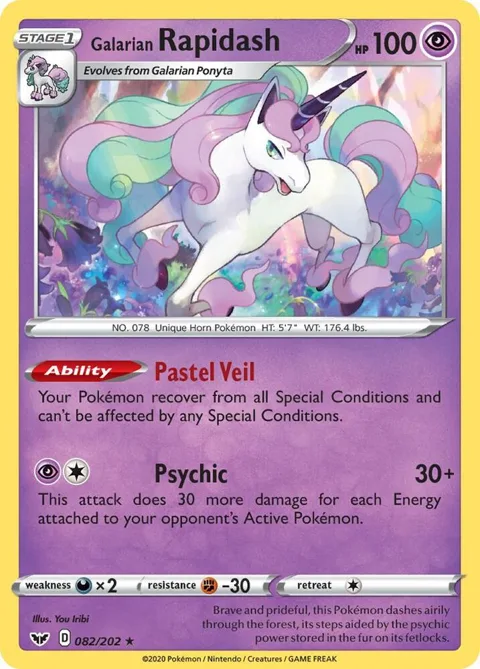 Galarian Rapidash #082/202 Reverse Holofoil Pokémon card from Sword & Shield Base Set