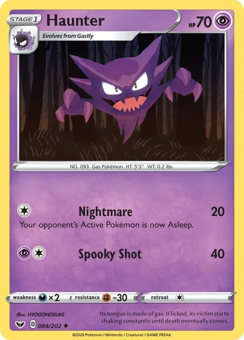 Haunter #084/202 Reverse Holofoil Pokémon card from Sword & Shield Base Set