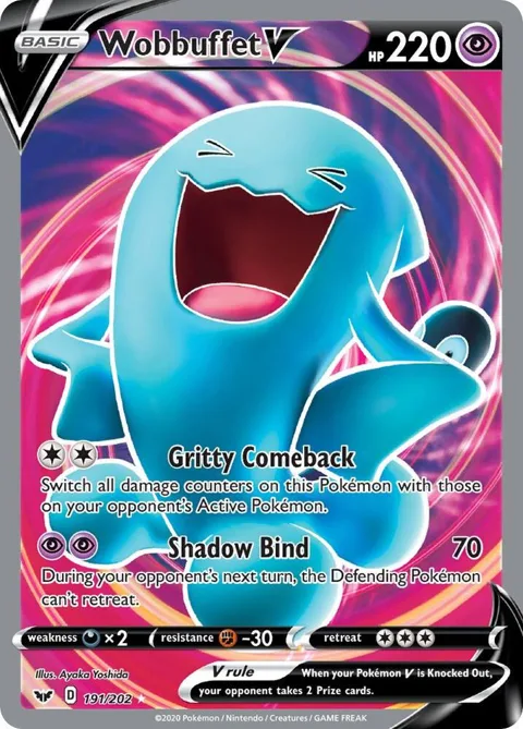 Wobbuffet V Full Art #191/202 Holofoil Pokémon card from Sword & Shield Base Set