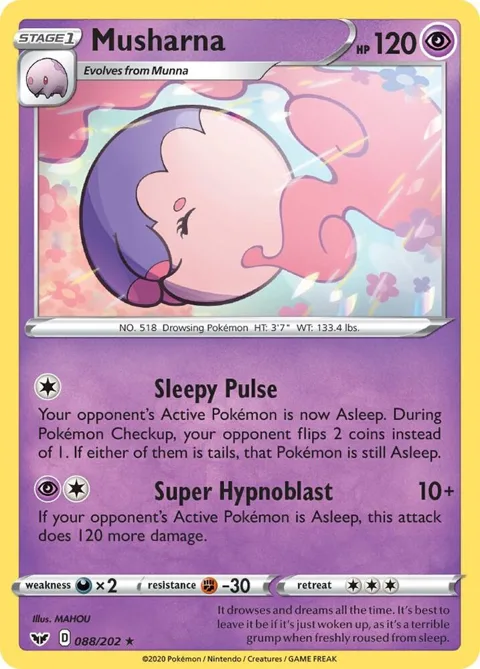 Musharna #088/202 Pokémon card from Sword & Shield Base Set