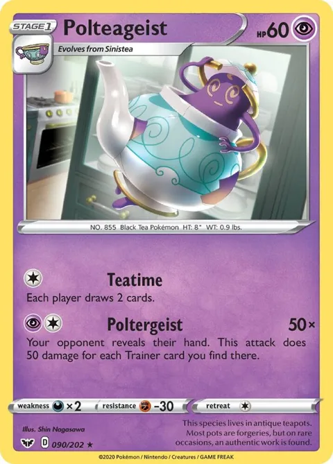 Polteageist #090/202 Reverse Holofoil Pokémon card from Sword & Shield Base Set
