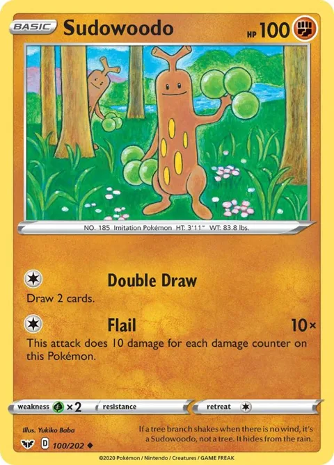 Sudowoodo #100/202 Pokémon card from Sword & Shield Base Set