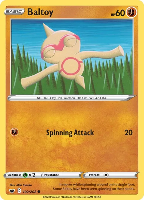 Baltoy 102 #102/202 Reverse Holofoil Pokémon card from Sword & Shield Base Set