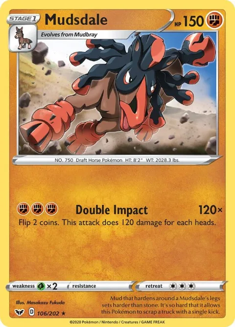 Mudsdale #106/202 Reverse Holofoil Pokémon card from Sword & Shield Base Set