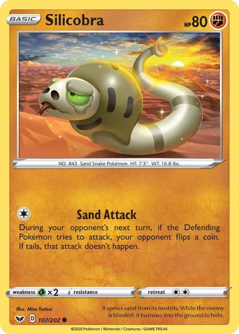 Silicobra 107 #107/202 Reverse Holofoil Pokémon card from Sword & Shield Base Set