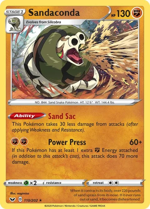 Sandaconda 110 #110/202 Holofoil Pokémon card from Sword & Shield Base Set