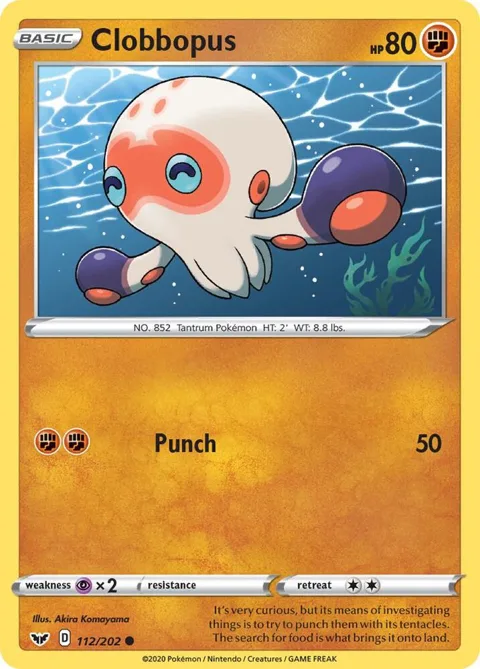 Clobbopus 112 #112/202 Pokémon card from Sword & Shield Base Set