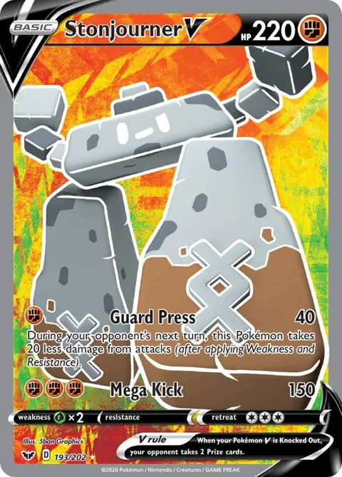 Stonjourner V Full Art #193/202 Holofoil Pokémon card from Sword & Shield Base Set