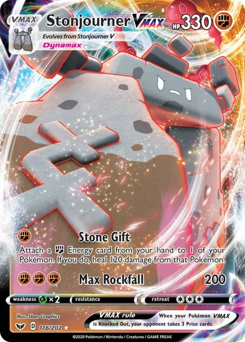 Stonjourner VMAX #116/202 Holofoil Pokémon card from Sword & Shield Base Set