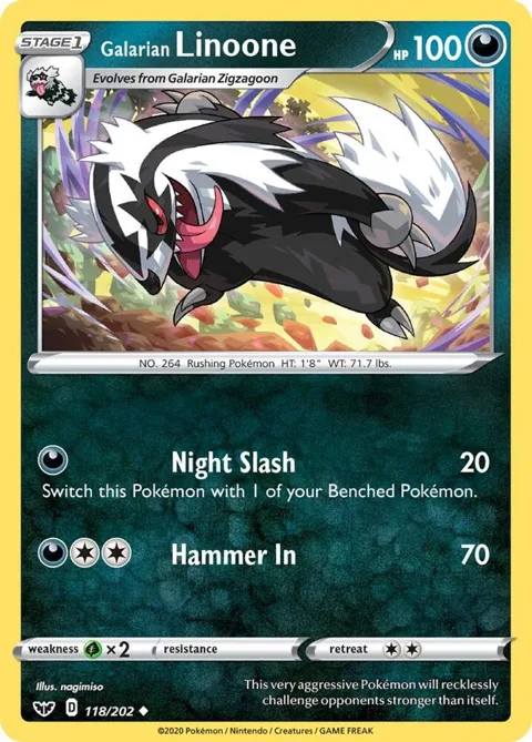 Galarian Linoone #118/202 Pokémon card from Sword & Shield Base Set