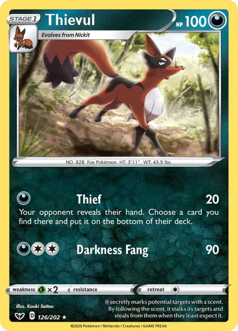 Thievul #126/202 Pokémon card from Sword & Shield Base Set