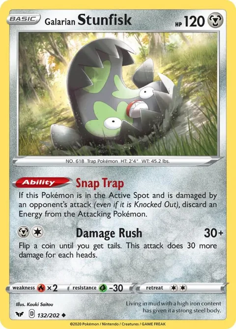 Galarian Stunfisk #132/202 Pokémon card from Sword & Shield Base Set