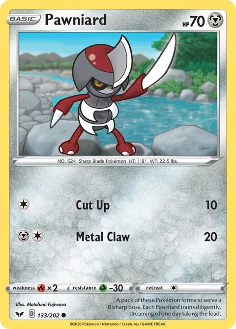 Pawniard #133/202 Reverse Holofoil Pokémon card from Sword & Shield Base Set