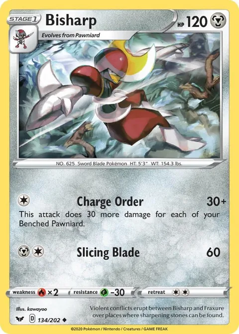 Bisharp #134/202 Reverse Holofoil Pokémon card from Sword & Shield Base Set