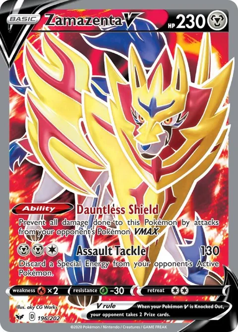 Zamazenta V Full Art #196/202 Holofoil Pokémon card from Sword & Shield Base Set