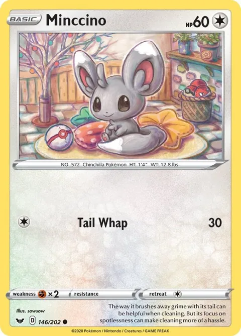 Minccino 146 #146/202 Reverse Holofoil Pokémon card from Sword & Shield Base Set