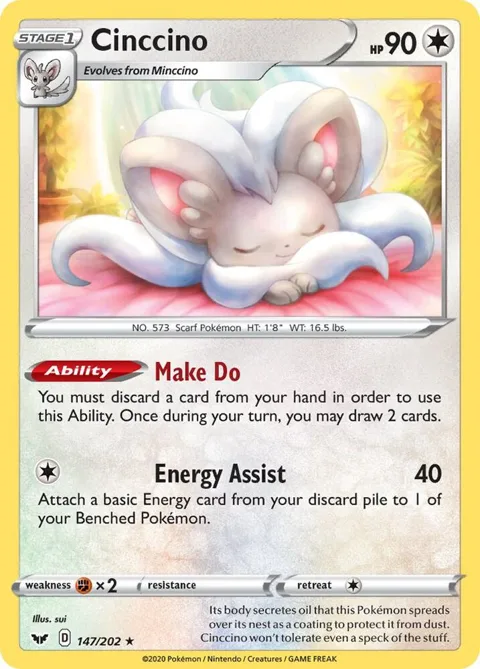 Cinccino #147/202 Pokémon card from Sword & Shield Base Set
