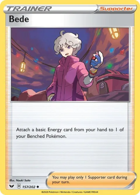 Bede #157/202 Reverse Holofoil Pokémon card from Sword & Shield Base Set