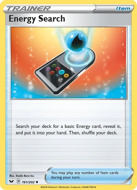 Energy Search #161/202 Reverse Holofoil Pokémon card from Sword & Shield Base Set