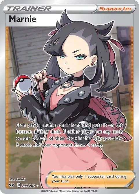 Marnie Full Art #200/202 Holofoil Pokémon card from Sword & Shield Base Set