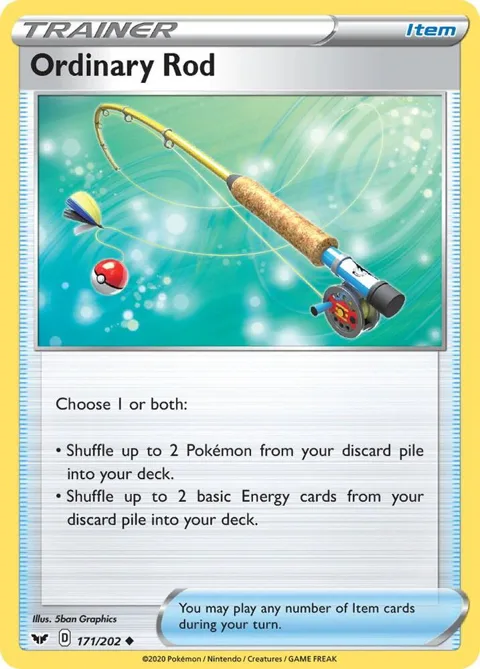 Ordinary Rod #171/202 Reverse Holofoil Pokémon card from Sword & Shield Base Set