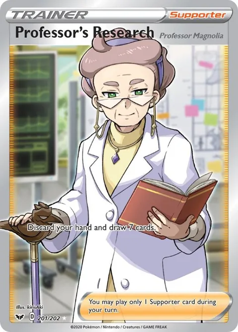 Professor's Research [Professor Magnolia] Full Art #201/202 Holofoil Pokémon card from Sword & Shield Base Set