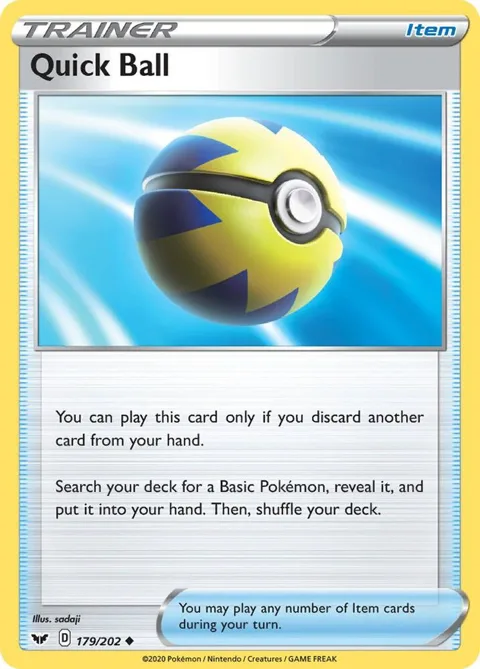 Quick Ball #179/202 Pokémon card from Sword & Shield Base Set
