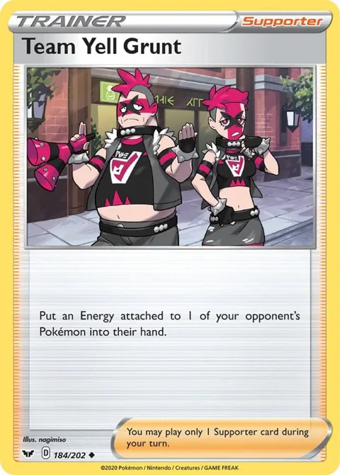 Team Yell Grunt #184/202 Reverse Holofoil Pokémon card from Sword & Shield Base Set