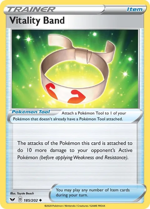 Vitality Band #185/202 Pokémon card from Sword & Shield Base Set