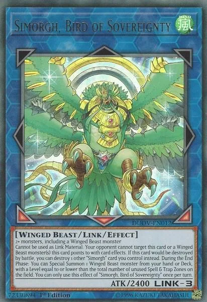 Simorgh, Bird of Sovereignty DUOV-EN012 Yu-Gi-Oh card from Duel Overload