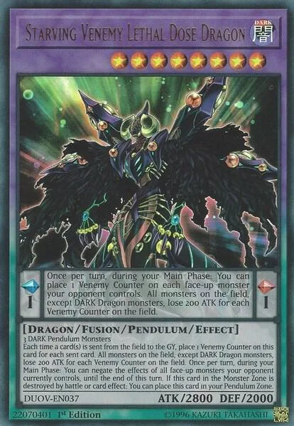Starving Venemy Lethal Dose Dragon DUOV-EN037 Yu-Gi-Oh card from Duel Overload