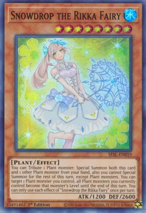 Snowdrop the Rikka Fairy SESL-EN019 Yu-Gi-Oh card from Secret Slayers