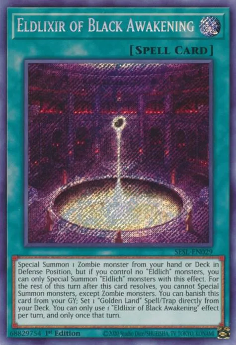 Eldlixir of Black Awakening SESL-EN029 Yu-Gi-Oh card from Secret Slayers