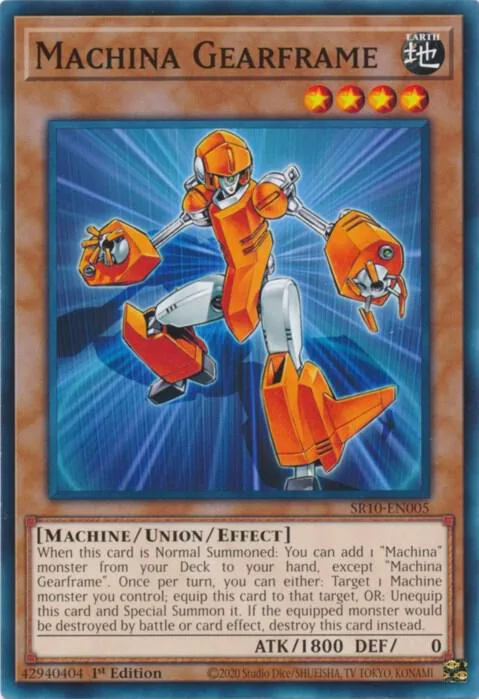 Machina Gearframe SR10-EN005 Yu-Gi-Oh card from Structure Deck: Mechanized Madness