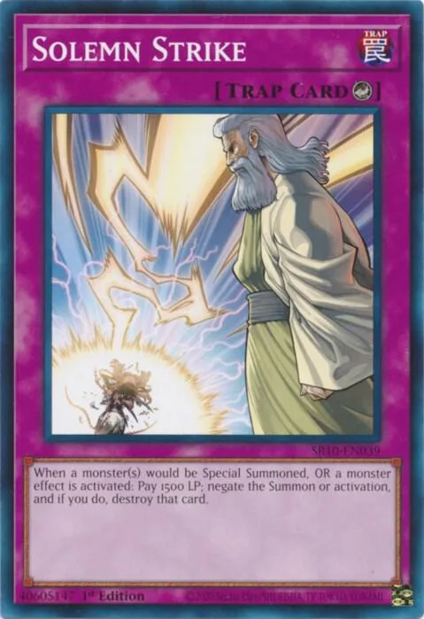 Solemn Strike SR10-EN039 Yu-Gi-Oh card from Structure Deck: Mechanized Madness