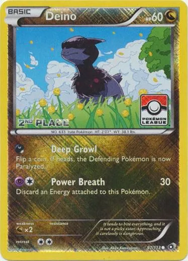 Deino - 97/113 Pokemon League [2nd Place] #097/113 Reverse Holofoil Pokémon card from League & Championship Cards